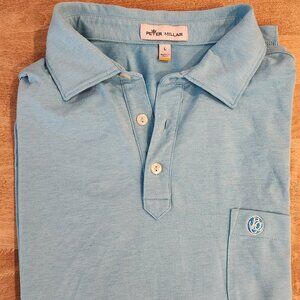 Peter Millar Logo Golf Shirt Aqua